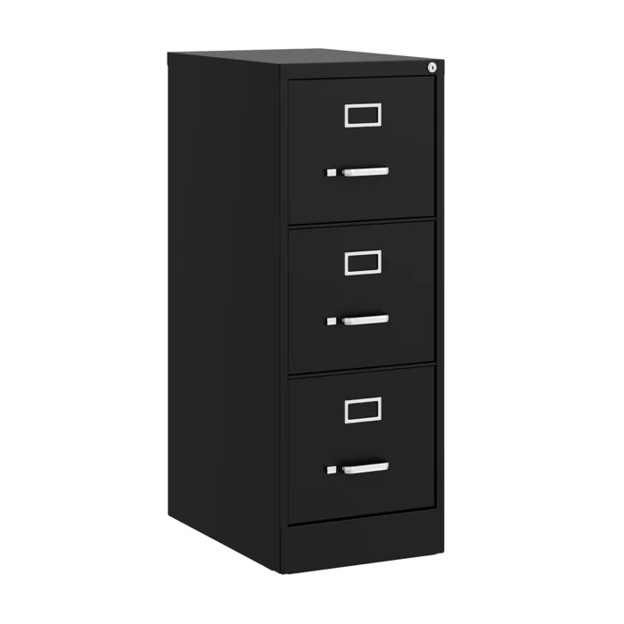 Black 15'' Wide 3 -Drawer Steel Vertical Filing Cabinet Keep Files Upright and Organized