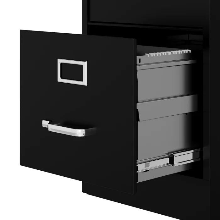 Black 15'' Wide 3 -Drawer Steel Vertical Filing Cabinet Keep Files Upright and Organized