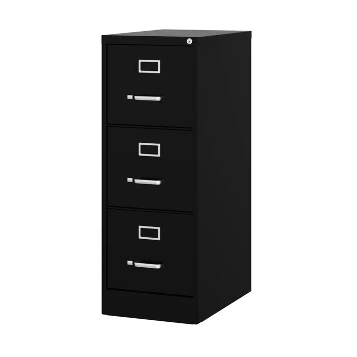 Black 15'' Wide 3 -Drawer Steel Vertical Filing Cabinet Keep Files Upright and Organized