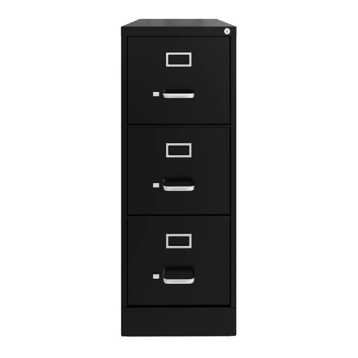 Black 15'' Wide 3 -Drawer Steel Vertical Filing Cabinet Keep Files Upright and Organized