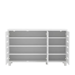 White 16 Pair Shoe Storage Cabinet 3 Doors Shoe Cabinet with 4 Layers of Shelves Provides Spacious Storage Spaces