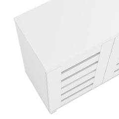 White 16 Pair Shoe Storage Cabinet 3 Doors Shoe Cabinet with 4 Layers of Shelves Provides Spacious Storage Spaces