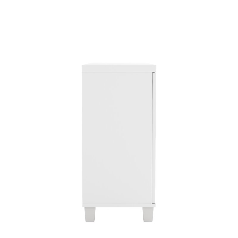 White 16 Pair Shoe Storage Cabinet 3 Doors Shoe Cabinet with 4 Layers of Shelves Provides Spacious Storage Spaces