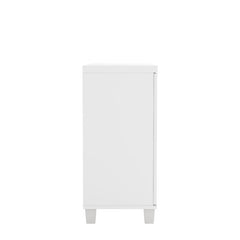 White 16 Pair Shoe Storage Cabinet 3 Doors Shoe Cabinet with 4 Layers of Shelves Provides Spacious Storage Spaces