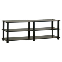 Dark Brown/Black 18 Pair Shoe Rack Wood and PVC Tubes