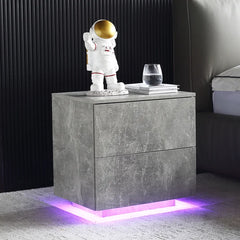 Gray Marble 19.7'' Tall 2 - LED lights Drawer Bachelor's Chest with Built-In Outlets