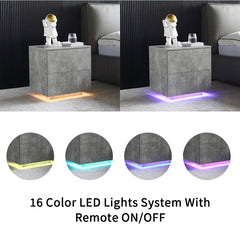 Gray Marble 19.7'' Tall 2 - LED lights Drawer Bachelor's Chest with Built-In Outlets