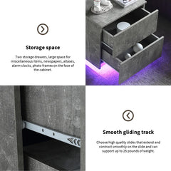 Gray Marble 19.7'' Tall 2 - LED lights Drawer Bachelor's Chest with Built-In Outlets