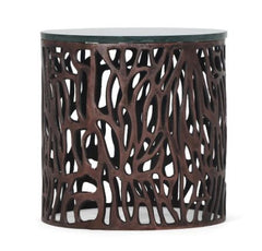 Aluminum Side Table with Marble Top - 16.00" L x 16.00" W x 16.00" H Offers your Home A Raw Bohemian look