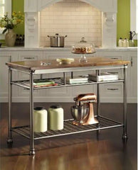 Woodridge Kitchen Cart , this Kitchen Island Features A Metal Frame and Solid Wood