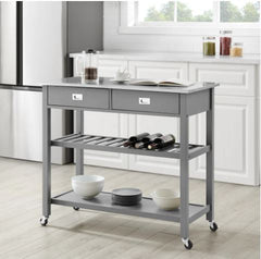 Stainless Steel Top Kitchen Island/Cart - Ideal for Adding Extra Counter Space to your Kitchen Two Large Full-Extension Storage Drawers