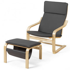 Relax Bentwood Lounge Chair Set with Magazine Rack Additional Ottoman with Magazine Rack Great for Foot Rest