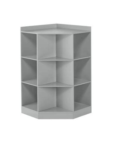 6-Cubby, 3-Shelf Corner Cabinet - Grey Perfect for Displaying and Organizing Toys, Books, Supplies