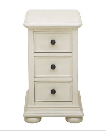Hand Painted Vintage White Linen Finish Accent Chest 3-Drawer Accent Chest Made with Hardwood and MDF