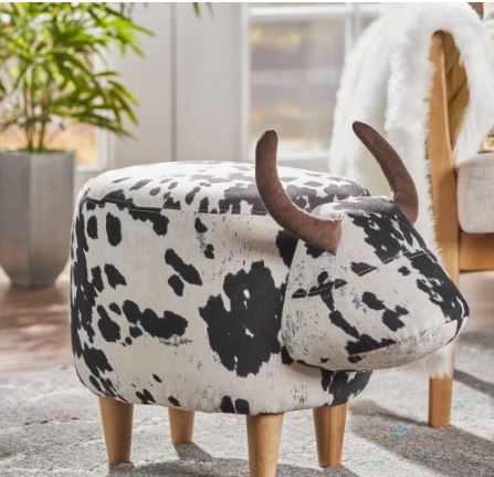 Fabric Cow Ottoman This Whimsical Cow Ottoman is Perfect for Those Looking for a Daring Addition To Their Living Room Durable Birch Wood Legs