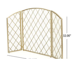 3-Panel Fireplace Screen Knight Home Gold Guard Against Flying Sparks or Rolling Embers with this Traditional