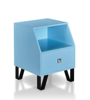 Contemporary Black 16-inch 1-shelf Side Table - Sky Blue