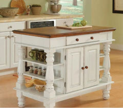 Antiqued White Kitchen Island Enhances any Kitchen Decor with Picturesque Elegance and omey Charm The Central Storage Cabinet, Drawer