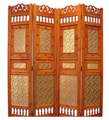 Room Divider Screen 4-panel Wooden Frame Ideal Way to Add Distinctive Style to your Home, this Unique Gold and Orange Finished Divider Will Lend