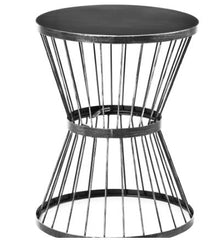 16" Steel Patio End Table, Side Table with Hourglass Design, Accent Table for Outdoor and Indoor Use - Black