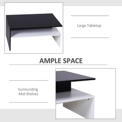 2 Tier Modern Rectangular Living Room Coffee Table - Black/White