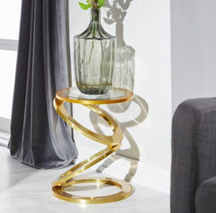 Gold Aluminum Accent Table 19 x 16 - 16 x 16 x 19 Undoubtedly Unique in its Structure and A Perfect Addition to Any Space