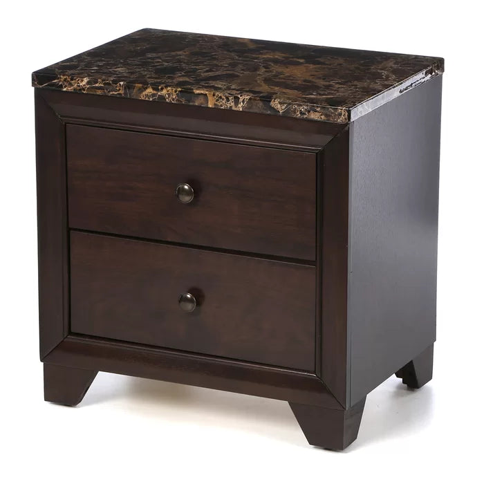 22.5'' Tall 2 - Drawer Nightstand in Cappuccino/Antique Brass