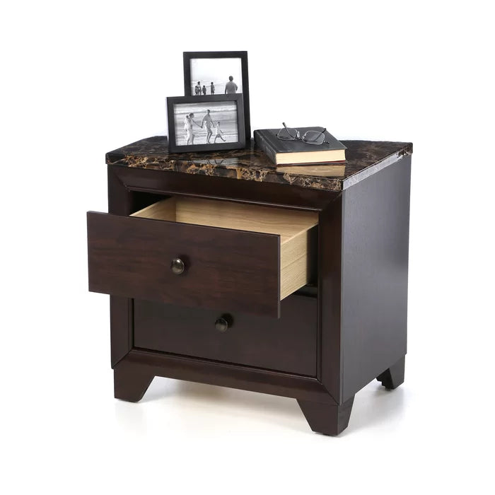 22.5'' Tall 2 - Drawer Nightstand in Cappuccino/Antique Brass