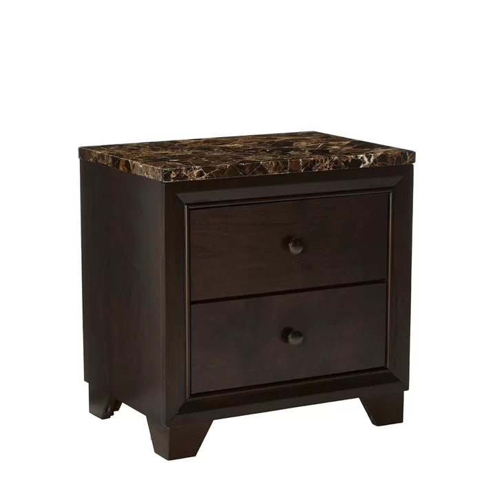 22.5'' Tall 2 - Drawer Nightstand in Cappuccino/Antique Brass