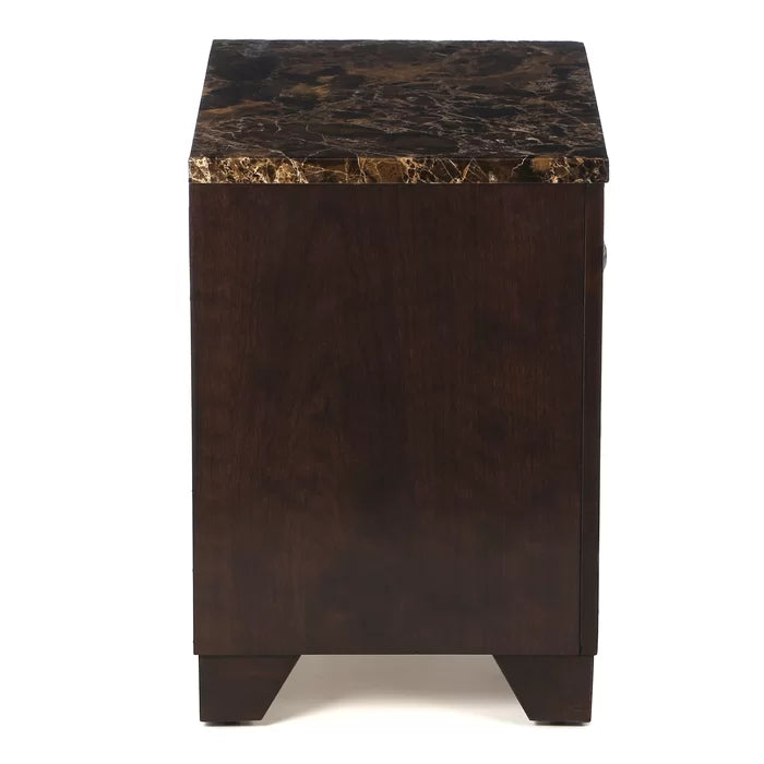 22.5'' Tall 2 - Drawer Nightstand in Cappuccino/Antique Brass
