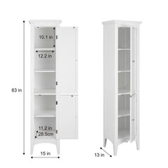 White 15'' W x 63'' H x 13'' D Linen Cabinet 2 Bottom Drawers to Provide A Functional Solution to your Home Storage Needs