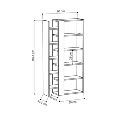 White/Light Mocha 59.25'' H x 31.5'' W Geometric Bookcase Perfect for A Living Room, Dining, Room, Bedroom