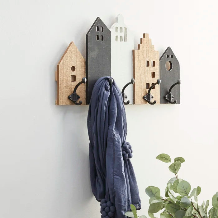 23.23'' Wide 5 - Hook Wall Mounted Coat Rack in Black/Brown