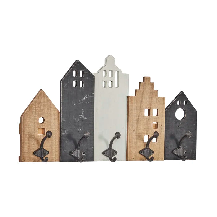 23.23'' Wide 5 - Hook Wall Mounted Coat Rack in Black/Brown