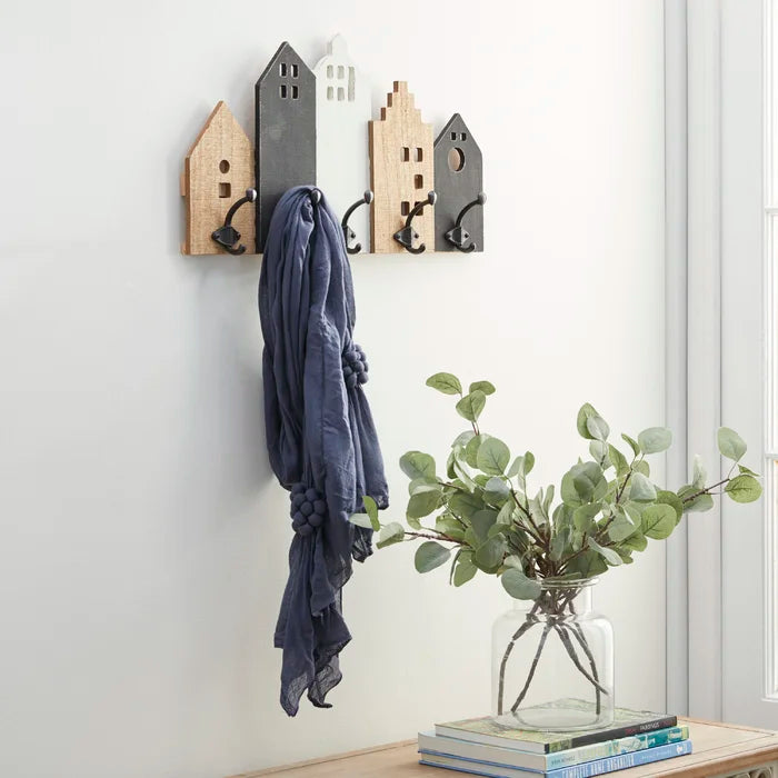 23.23'' Wide 5 - Hook Wall Mounted Coat Rack in Black/Brown