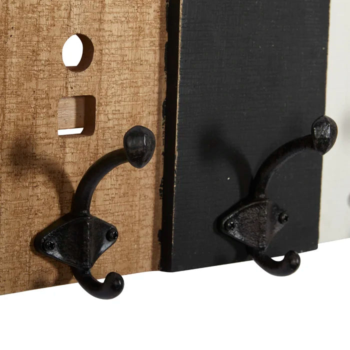 23.23'' Wide 5 - Hook Wall Mounted Coat Rack in Black/Brown