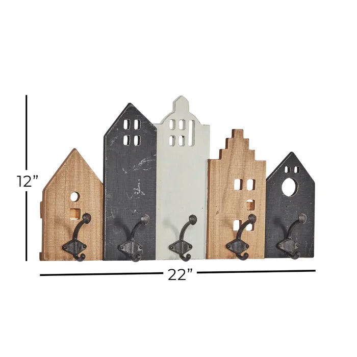23.23'' Wide 5 - Hook Wall Mounted Coat Rack in Black/Brown