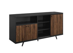 60-inch Asymmetrical Sideboard Open Shelving, Two Cabinet Doors, A Sliding Door and A Reversible, Removable Diagonal Wine Bottle Shelf