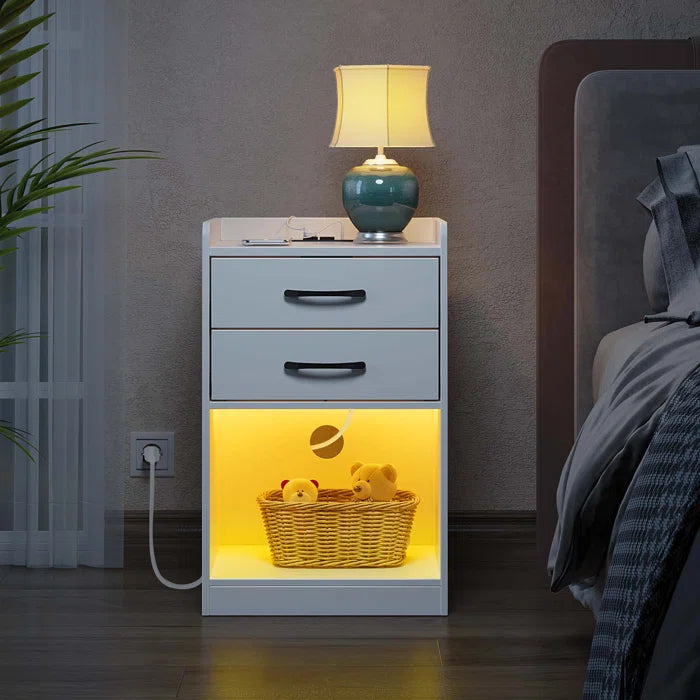 White 25.2'' Tall 2 - Drawer Nightstand Perfect for Bedside