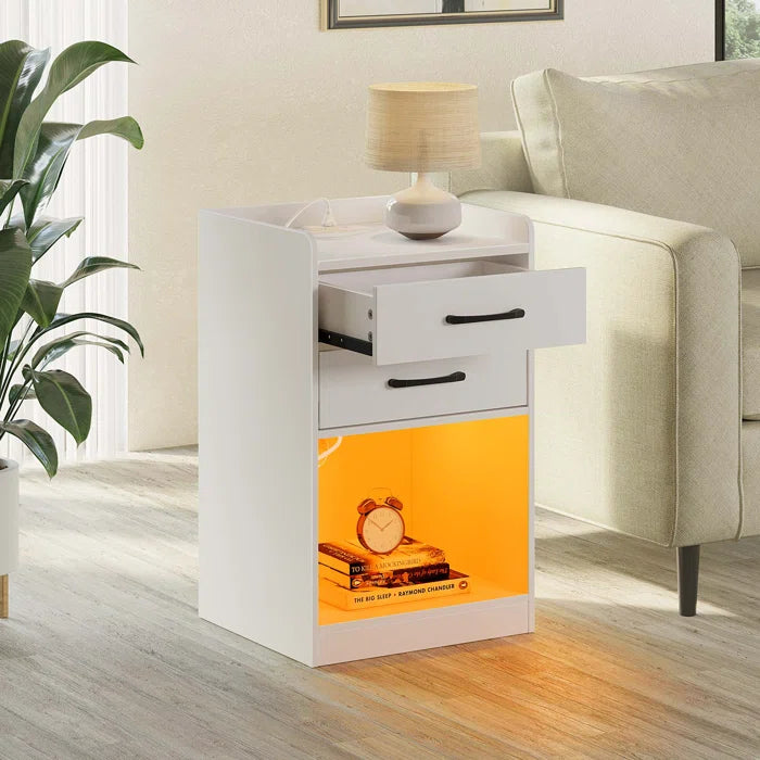White 25.2'' Tall 2 - Drawer Nightstand Perfect for Bedside