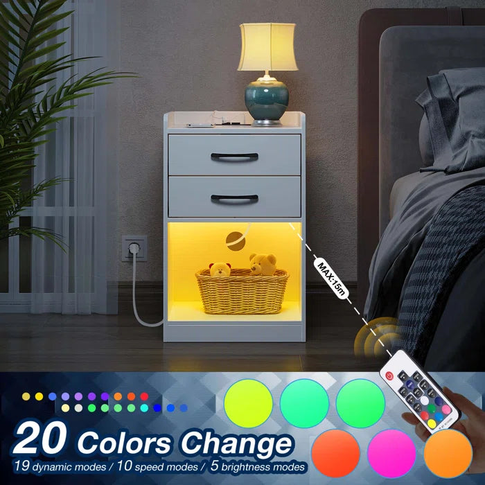 White 25.2'' Tall 2 - Drawer Nightstand Perfect for Bedside
