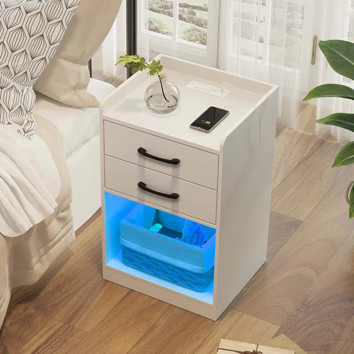 White 25.2'' Tall 2 - Drawer Nightstand Perfect for Bedside