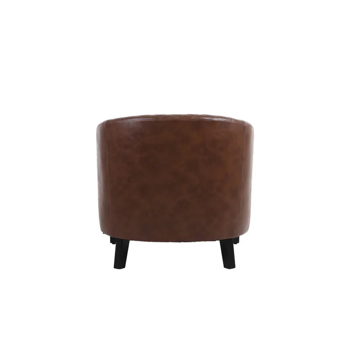 Brown Faux Leather 25.2'' Wide Club Chair Removable Seat Cushion Perfect Comfortable for Relaxation
