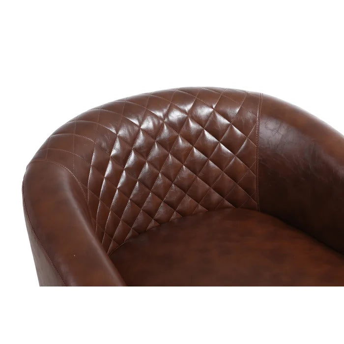 Brown Faux Leather 25.2'' Wide Club Chair Removable Seat Cushion Perfect Comfortable for Relaxation