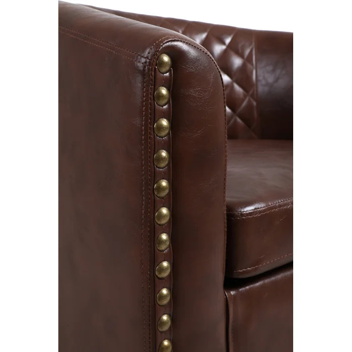 Brown Faux Leather 25.2'' Wide Club Chair Removable Seat Cushion Perfect Comfortable for Relaxation