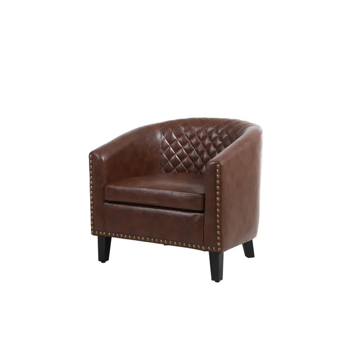 Brown Faux Leather 25.2'' Wide Club Chair Removable Seat Cushion Perfect Comfortable for Relaxation