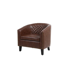 Brown Faux Leather 25.2'' Wide Club Chair Removable Seat Cushion Perfect Comfortable for Relaxation