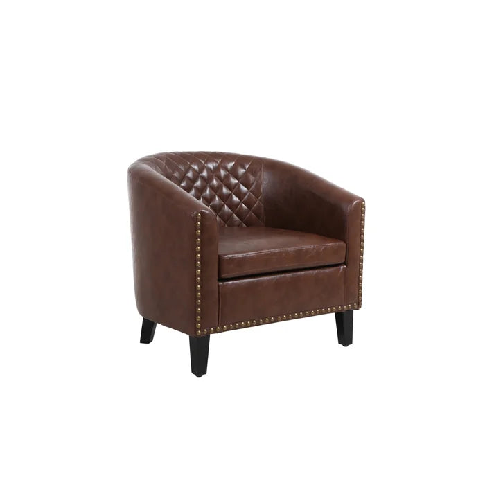 Brown Faux Leather 25.2'' Wide Club Chair Removable Seat Cushion Perfect Comfortable for Relaxation
