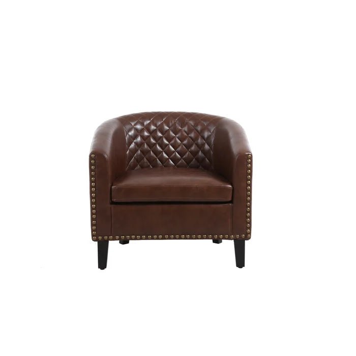 Brown Faux Leather 25.2'' Wide Club Chair Removable Seat Cushion Perfect Comfortable for Relaxation