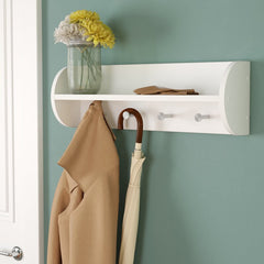 25'' Wide 4 Hook Wall Mounted Coat Rack with Storage in White Adding A Touch of Utilitarian Flair to your Master Suite Vanity Set